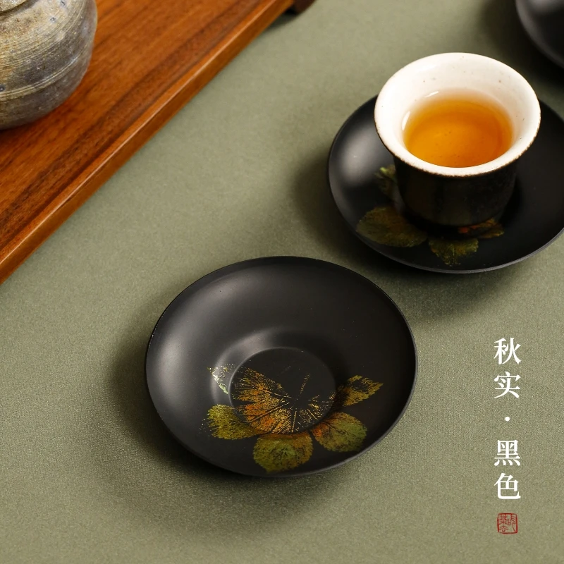拾舍老铁漆器杯垫茶杯托轻奢高级感复古茶托隔热垫家用茶具配件