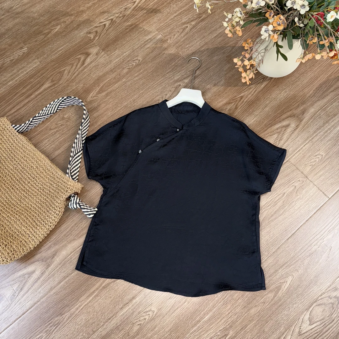 [‌‌‌‌‌若蘅‌]Z202宽松斜襟显瘦小上衣夏季新中式新款休闲短袖时尚
