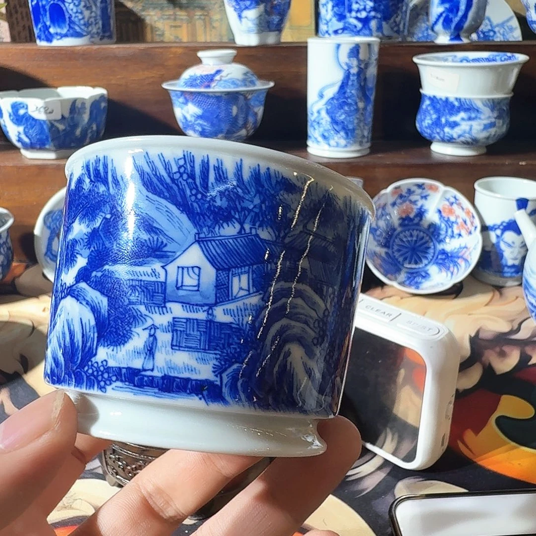 泥塑一*主人杯手工手绘底裂