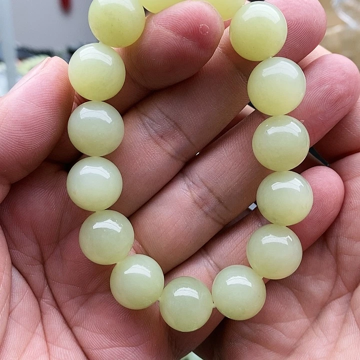 【闪购商品】未镶嵌手链和田玉14黄口圆