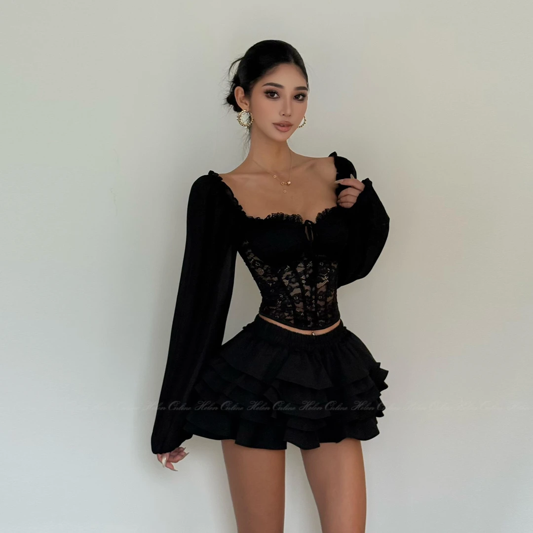 HELEN“半糖黑天鹅”蛋糕裙黑色裙裤松紧腰蓬蓬裙半身短裙女Q586