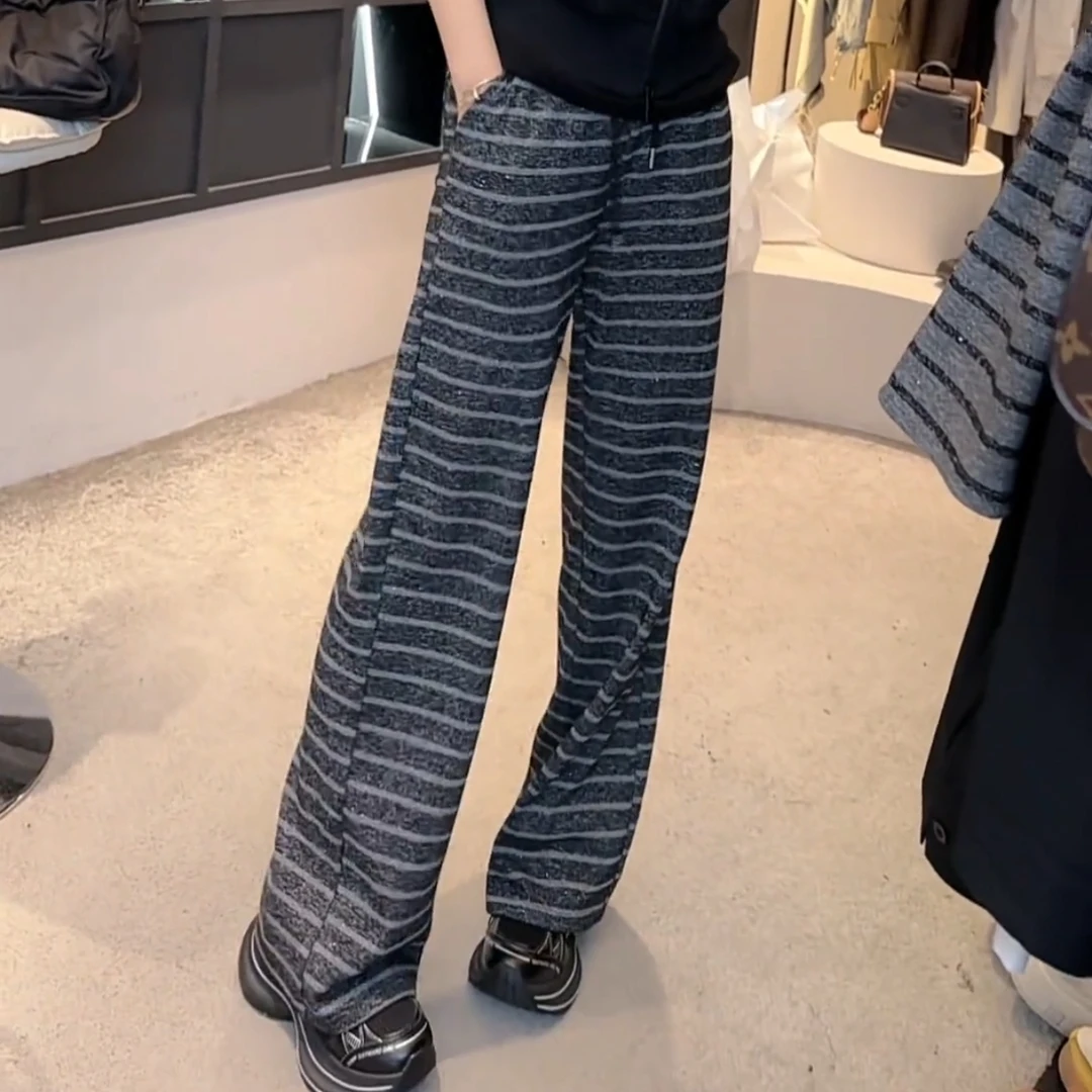 《姚家优麦汇》K5203早春款条纹长裤新款时尚休闲洋气百搭裤女