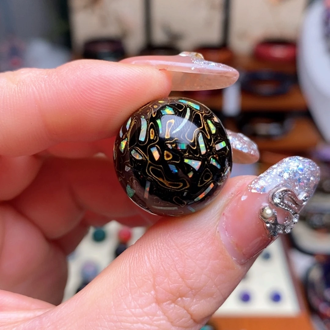 大漆21mm犀皮纹精品单珠