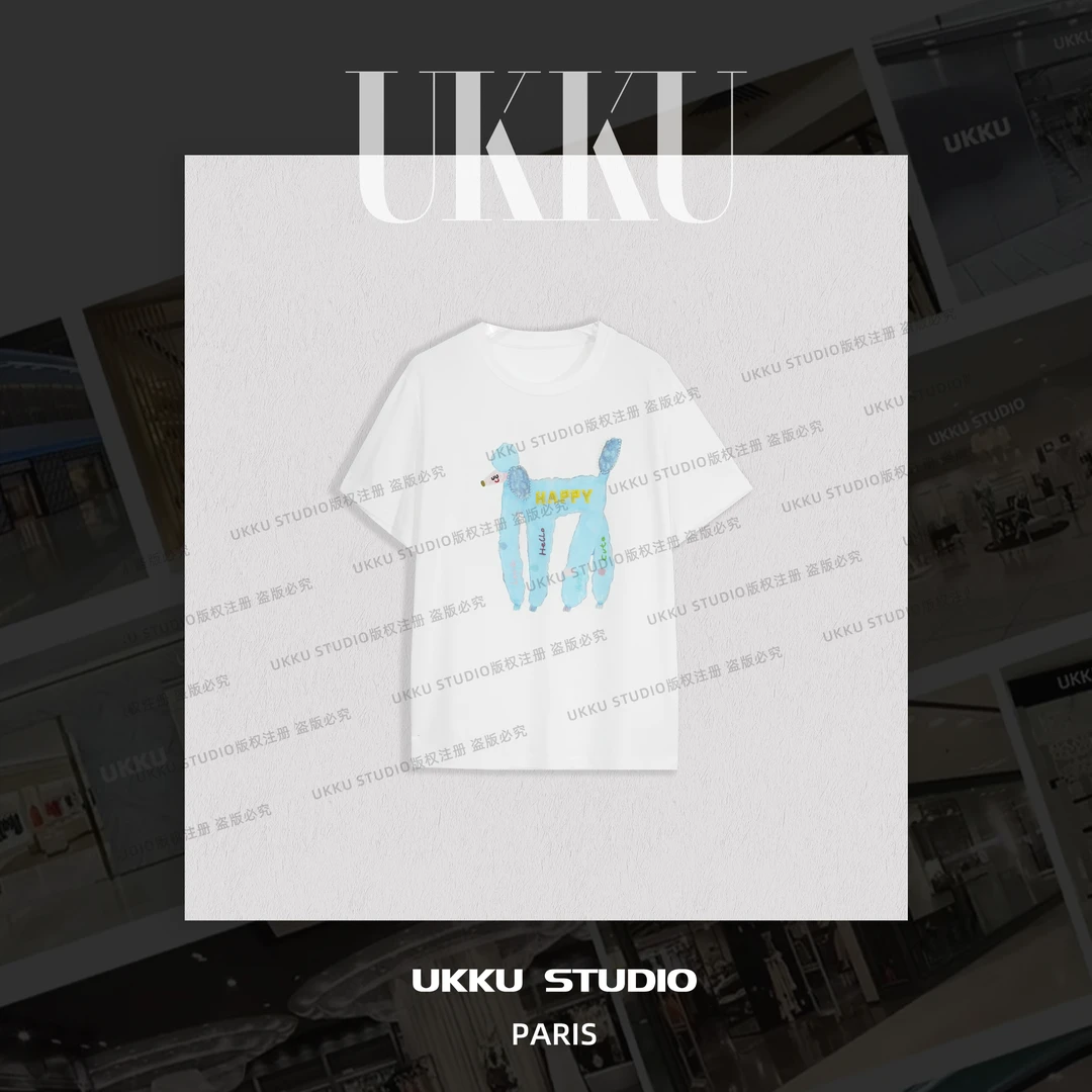 UKKU-时尚休闲简约印花设计师时尚显瘦百搭气质T恤121074