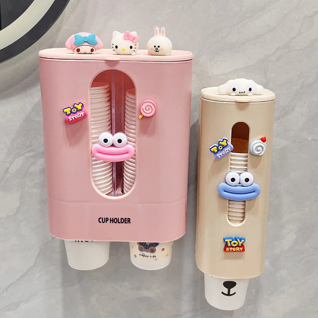一次性杯子取杯器免打孔可爱卡通香肠嘴饮水机旁壁挂放纸杯置物架