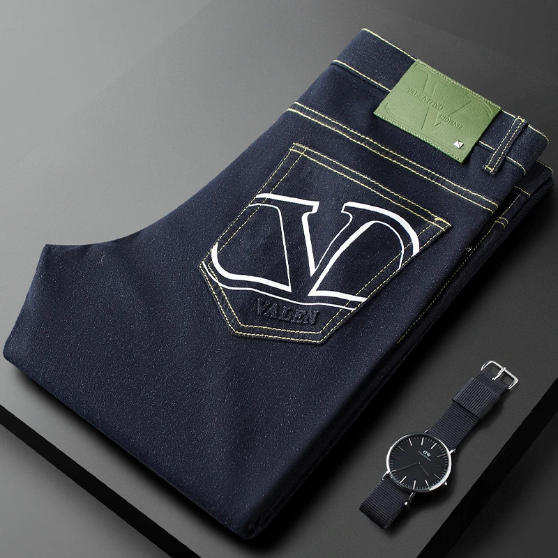 2025奢侈春季薄款高端欧货洗水牛仔裤男修身小直筒大牌风休闲裤男