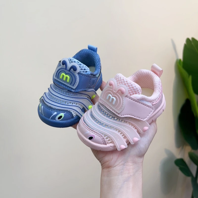 宝宝毛毛虫学步鞋春夏款镂空男女童网鞋1一2-3岁软底婴儿机能鞋子