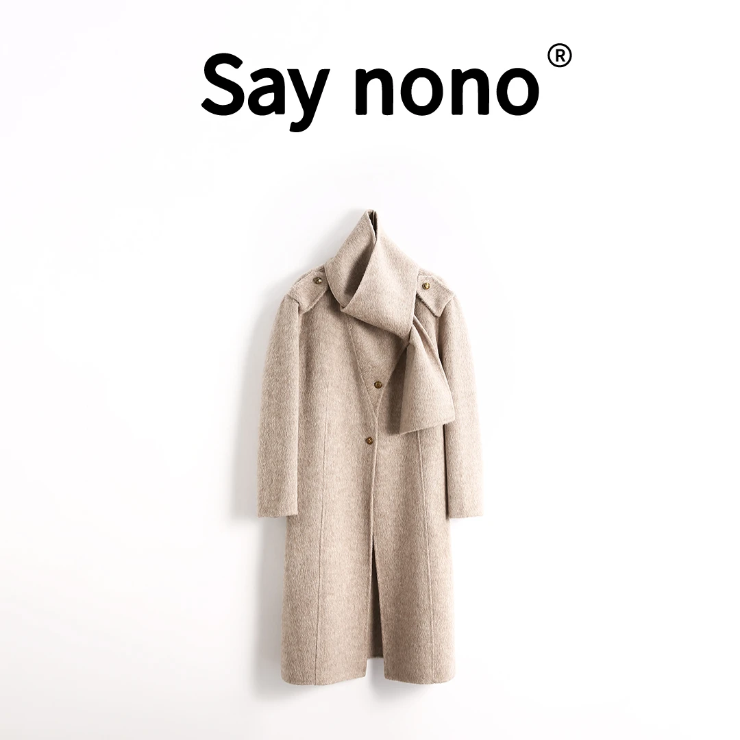 懒猫nono│Saynono 香槟晚宴＿斜门襟圆领高端毛呢外套 /SY59236