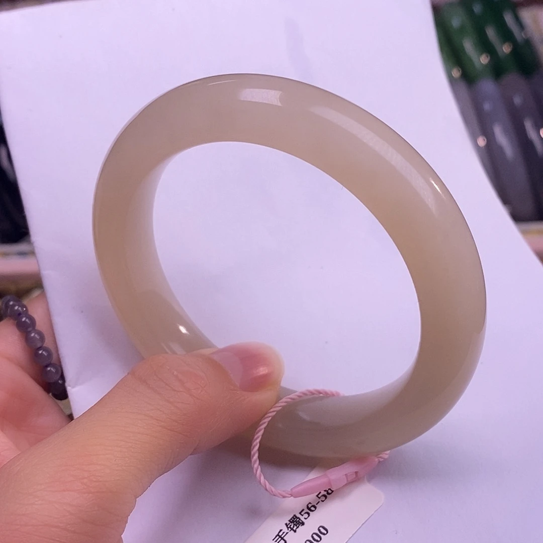颈饰未镶嵌和田玉孤品57-58藕粉手镯