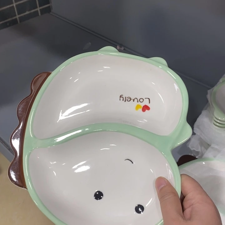 陶摆件148号10英寸2个装恐龙分餐盘