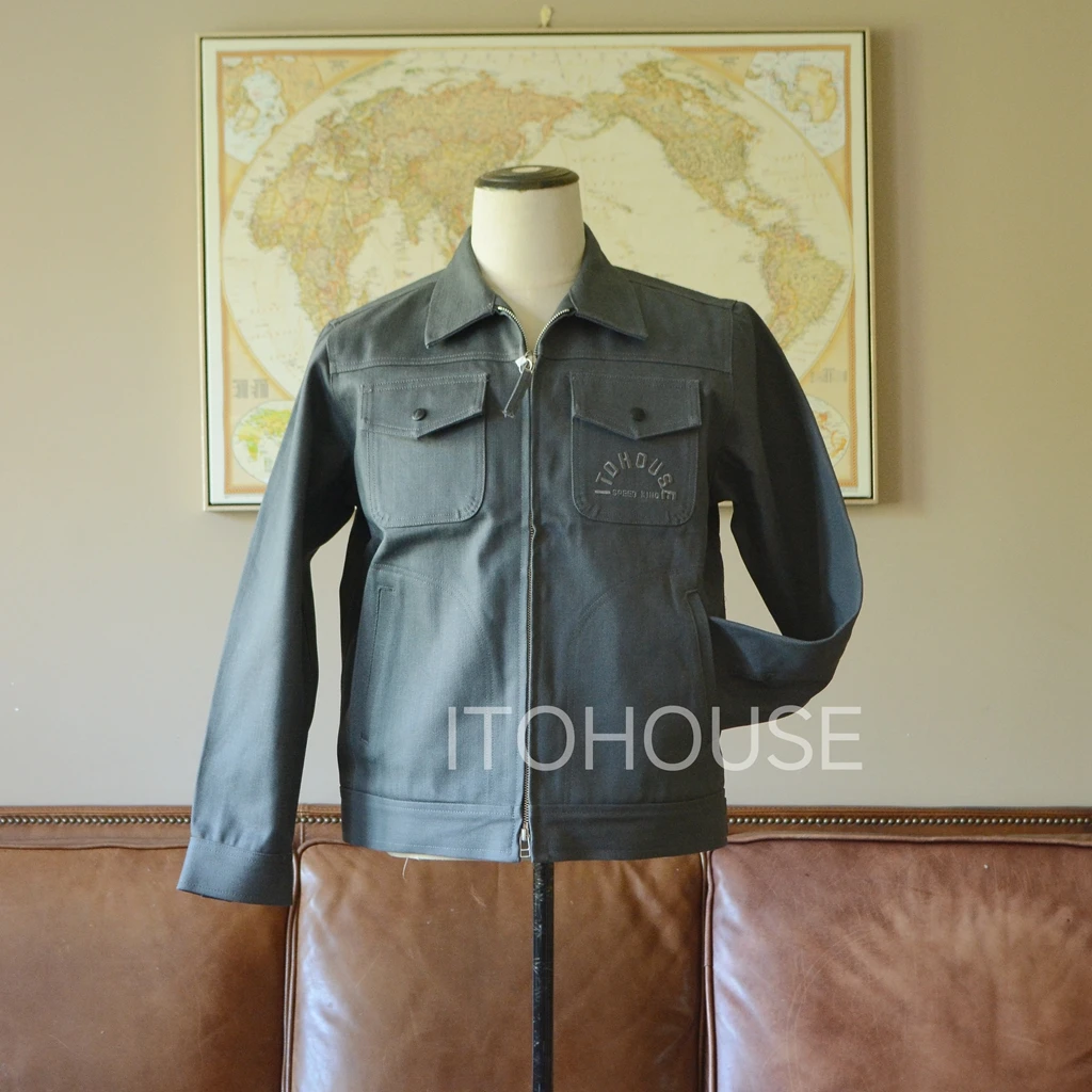 ITOHOUSE出品 MR.T 15 OZ 蓝耳灰染机车夹克