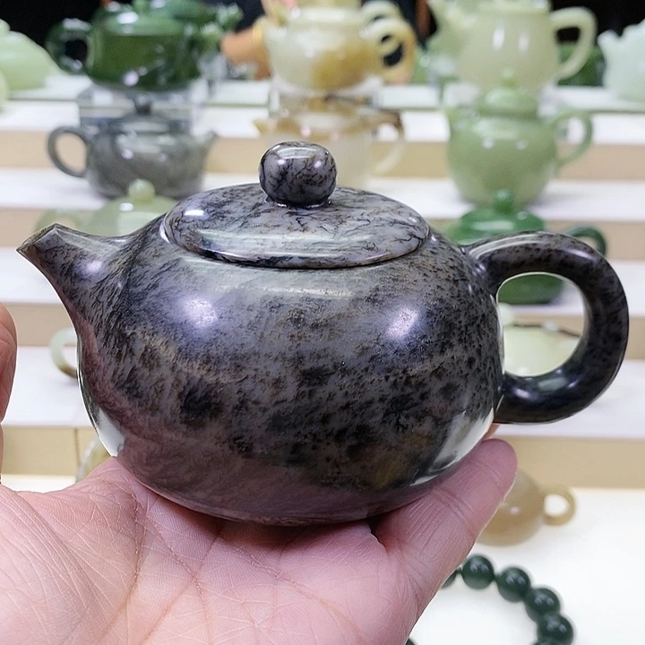 和田玉未镶嵌挂件茶壶230m l