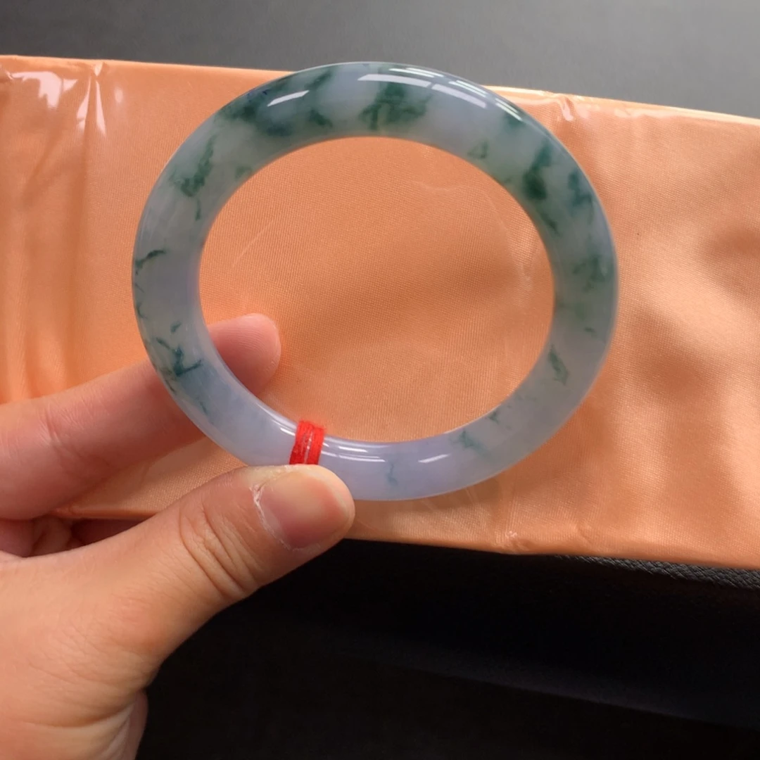 翡翠未镶嵌手镯40号53圆条莫奈