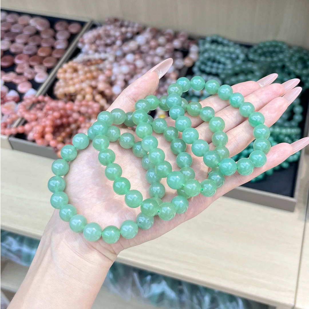 【东陵玉卡10手串】天然绿色珠宝高冰高润大卡位手串【多样性发一件】