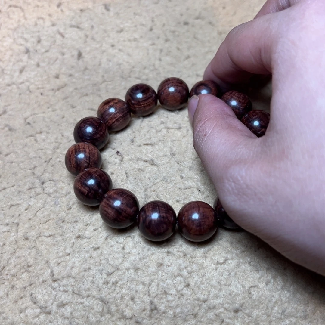 咕***圆小叶紫檀手串/手链海皇1.5褶皱水波