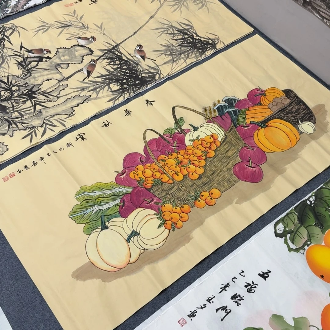 国画四尺尺寸70X140纯手绘作品