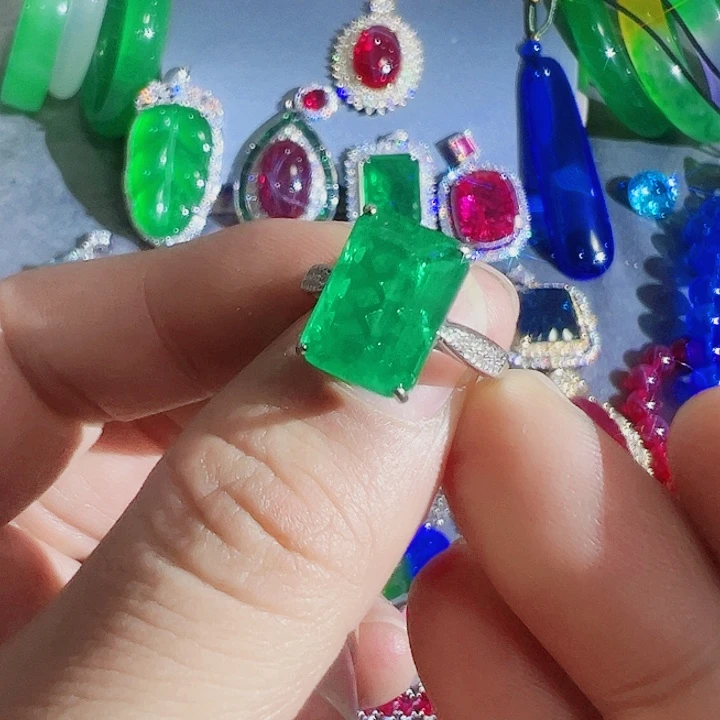 钨金红色蓝色满钻镶嵌