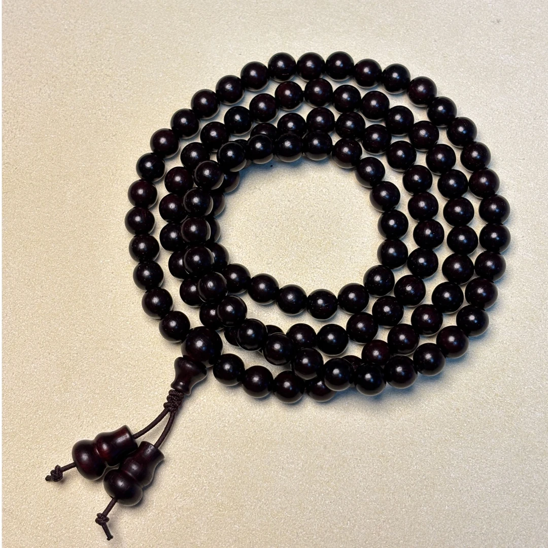 檀月·印度小叶紫檀百年泥料0.6*108颗高油密多金星女款文玩手串