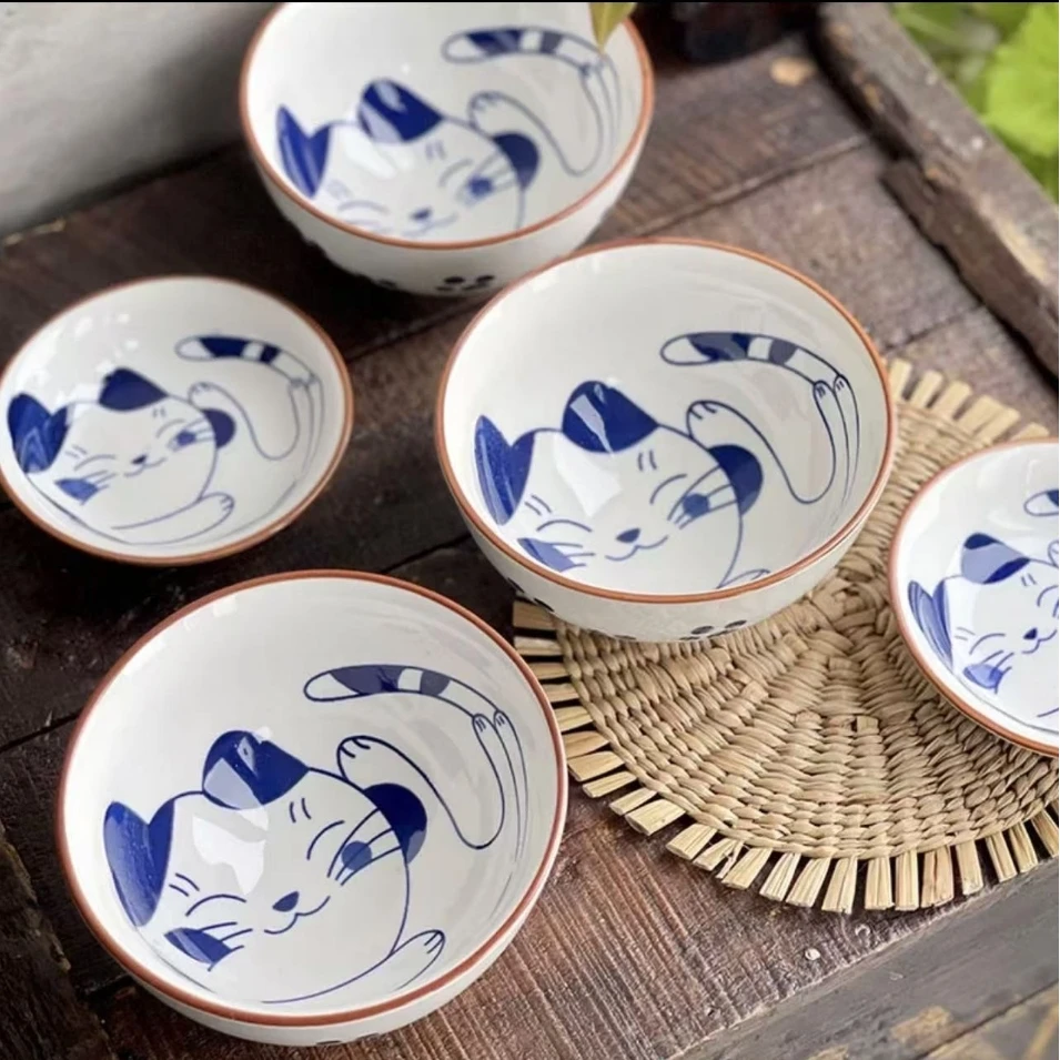 【萌猫】4.5英寸米饭碗8只装可爱家用创意简约陶瓷日式大碗吃饭碗