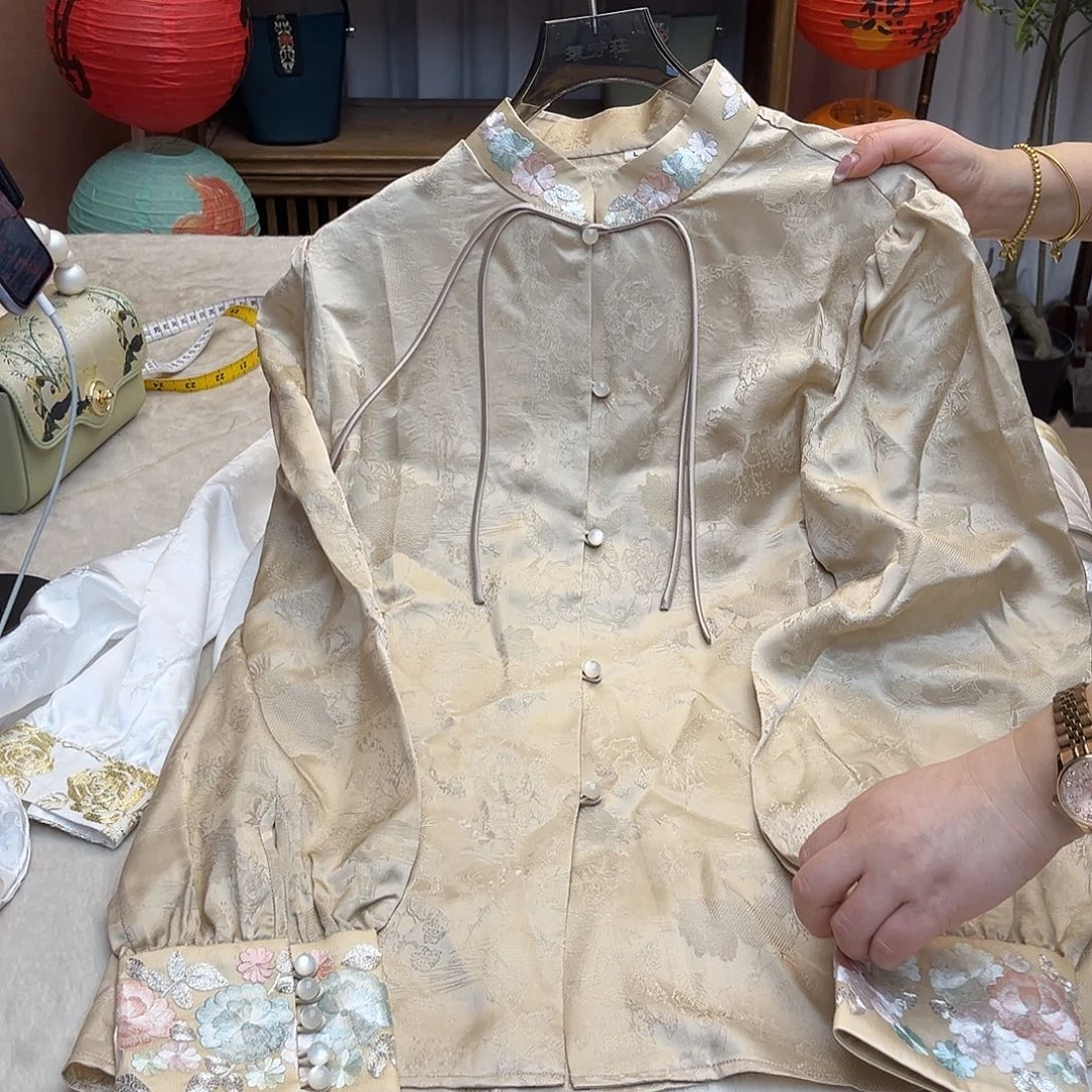 刺绣衬衫L码桑波段106