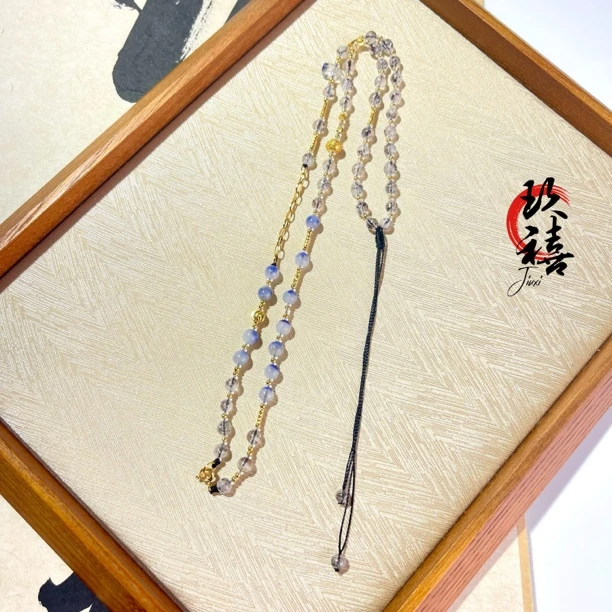 【二妹推荐】黑樱花蓝线项链 0238 A40303063 多样性发一