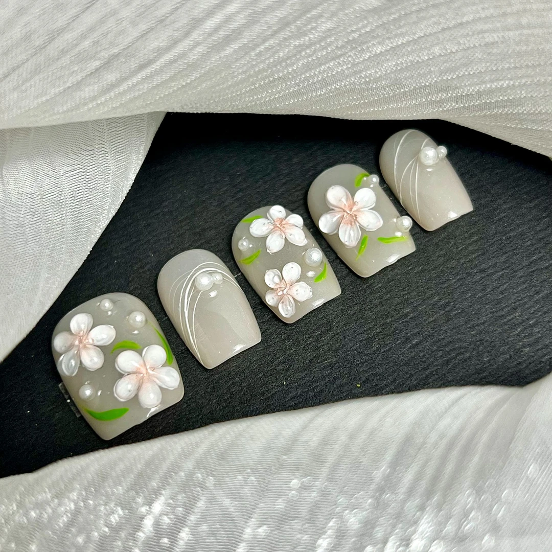 【穿戴甲大叔】桃花朵朵手工穿戴甲