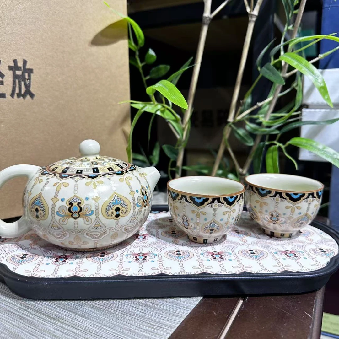 【中国邮政专属链接】黄汝掐金银错宝象茶壶盖碗套组  MC026