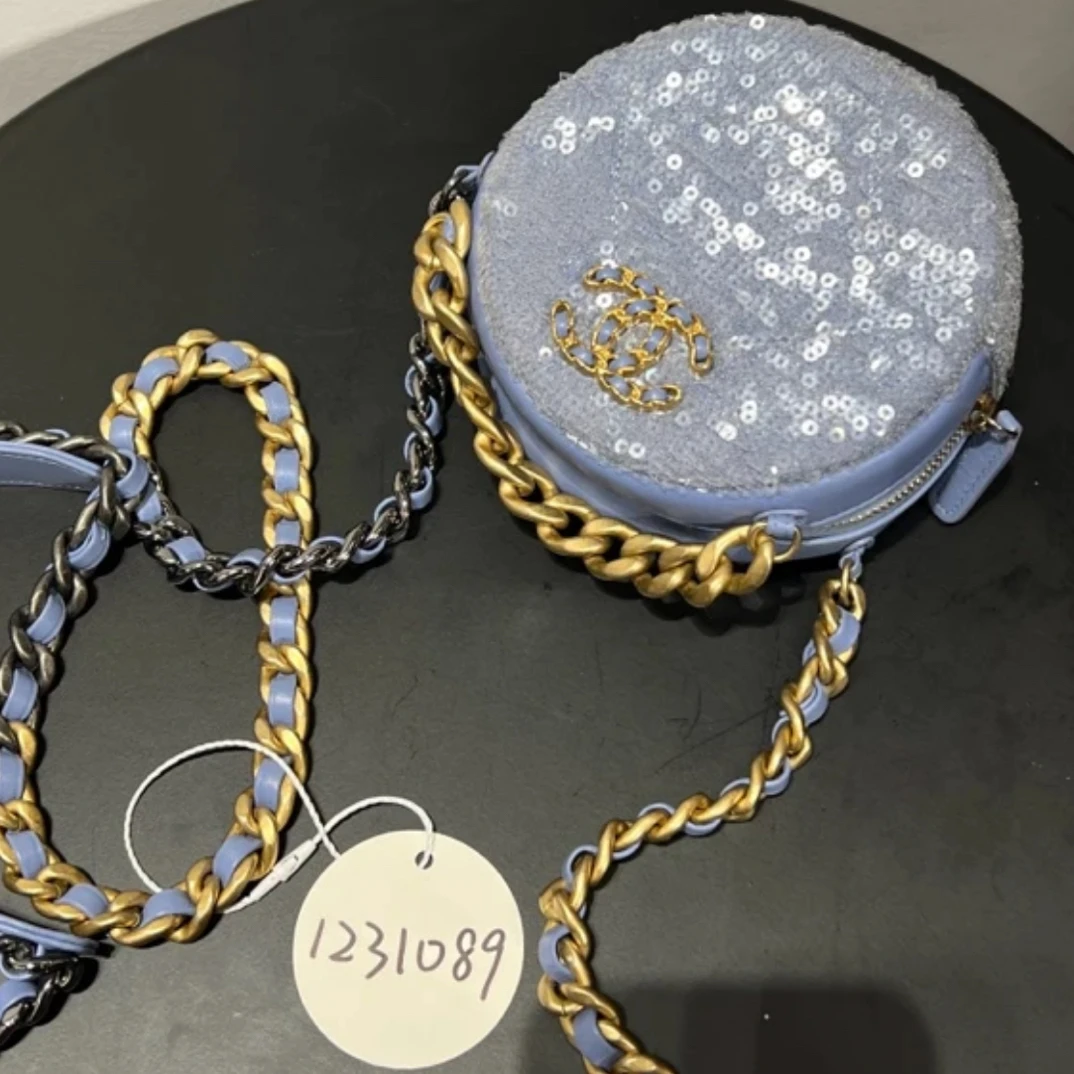 95新 Chanel/香奈儿 夏七中古/满亮片圆饼小废包/1231089