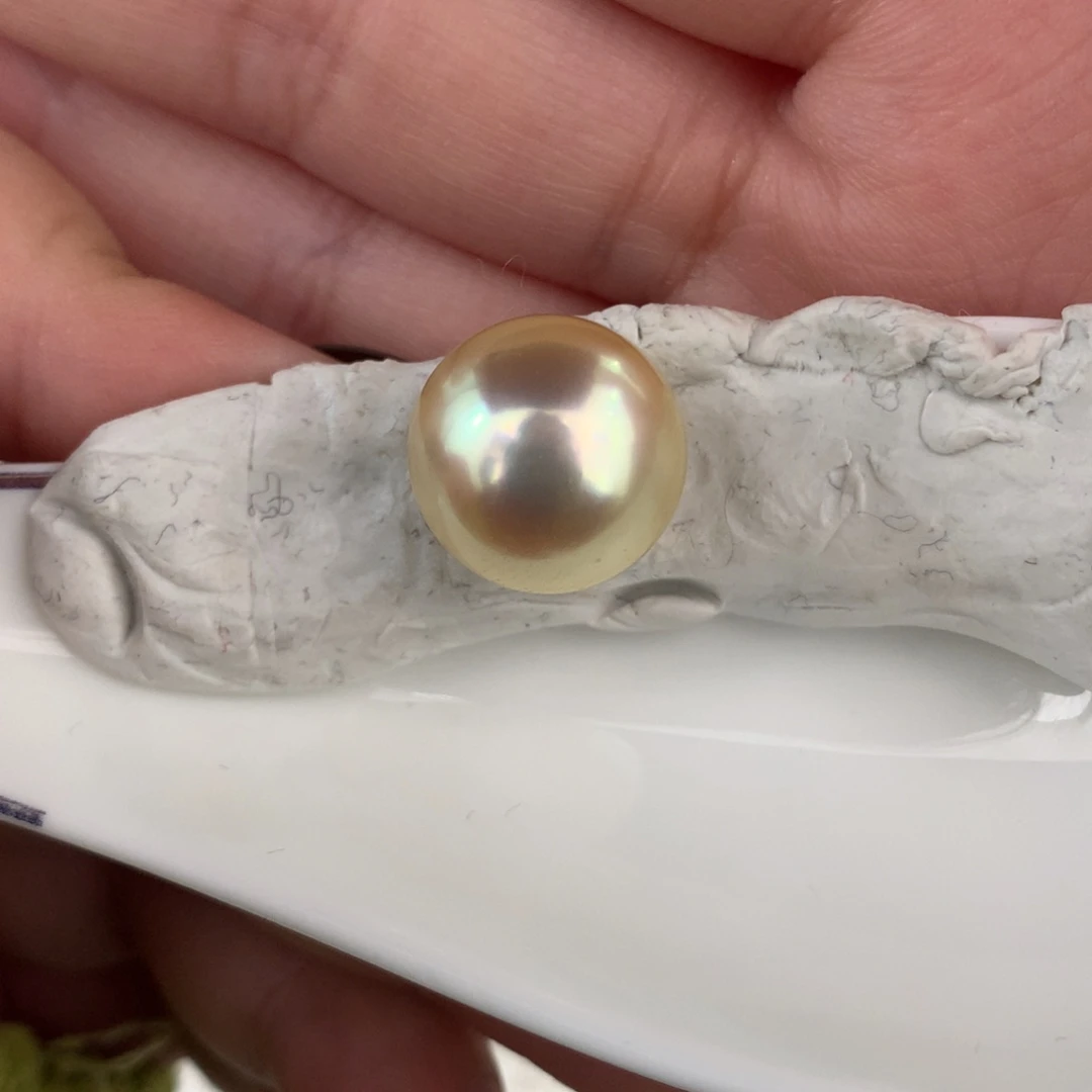 定制海水珍珠未镶嵌裸珠极光金珠13-14（适合背镶）