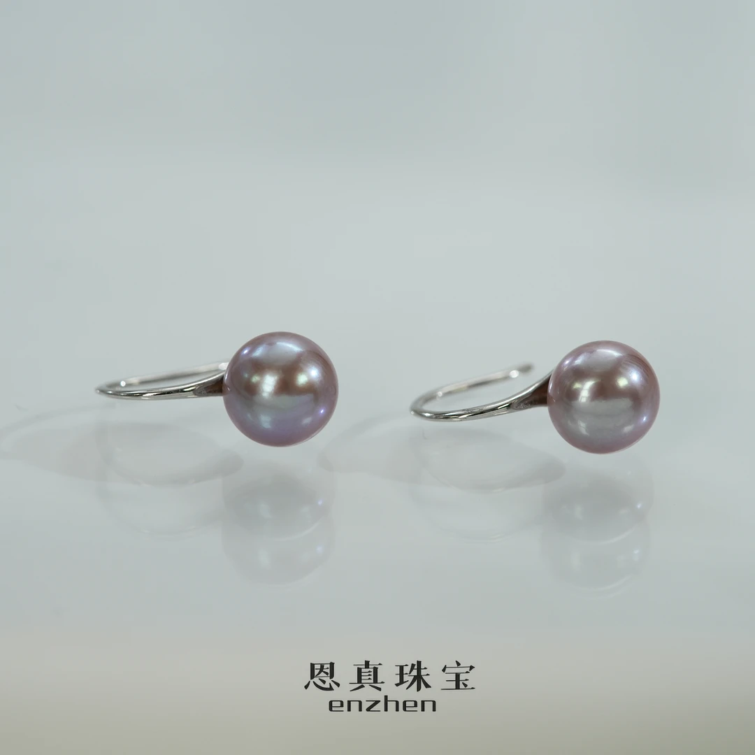 淡水珍珠紫色经典款高跟鞋耳钩非正圆 (非基地发货不带证书)