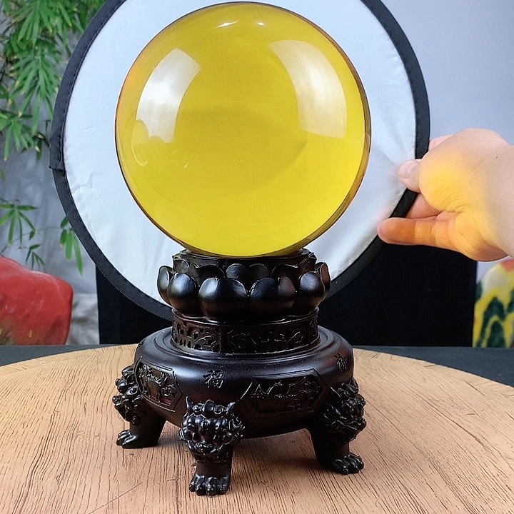 石材黄水晶直径15公分的高档底座