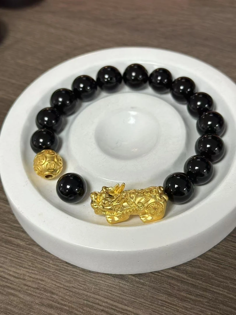 【足金999】卡10转运珠+黄金貔貅
