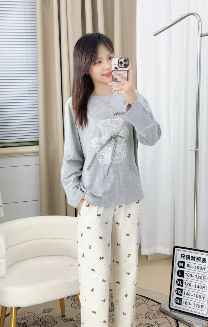 【星点蝴蝶】7A抗菌秋冬纯棉套头新款睡衣家居服长裤女士春秋
