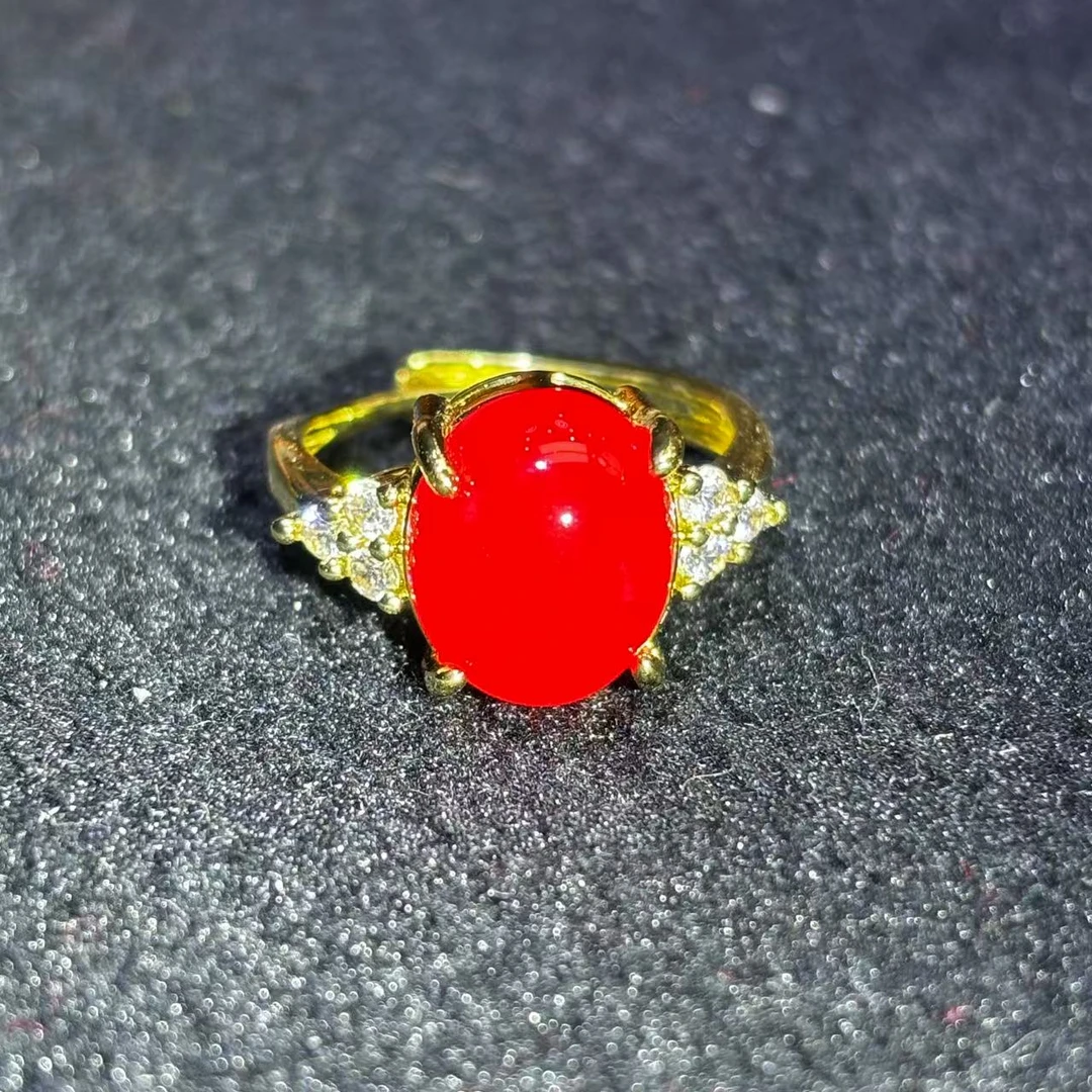 ST6271-红瑚阿咔玛瑙戒指--活口-wr