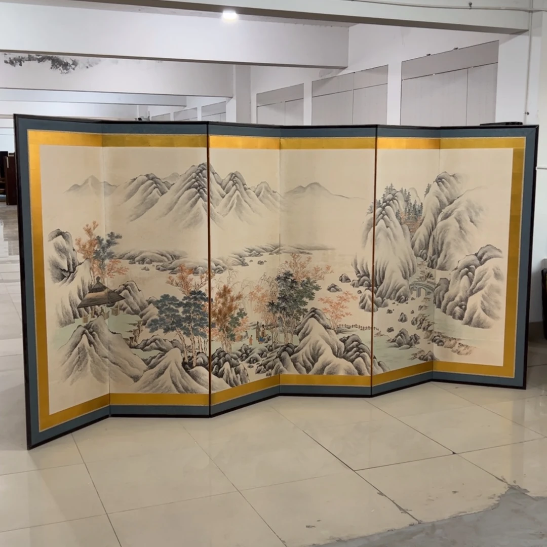 绘画屏风框画茶空间设计