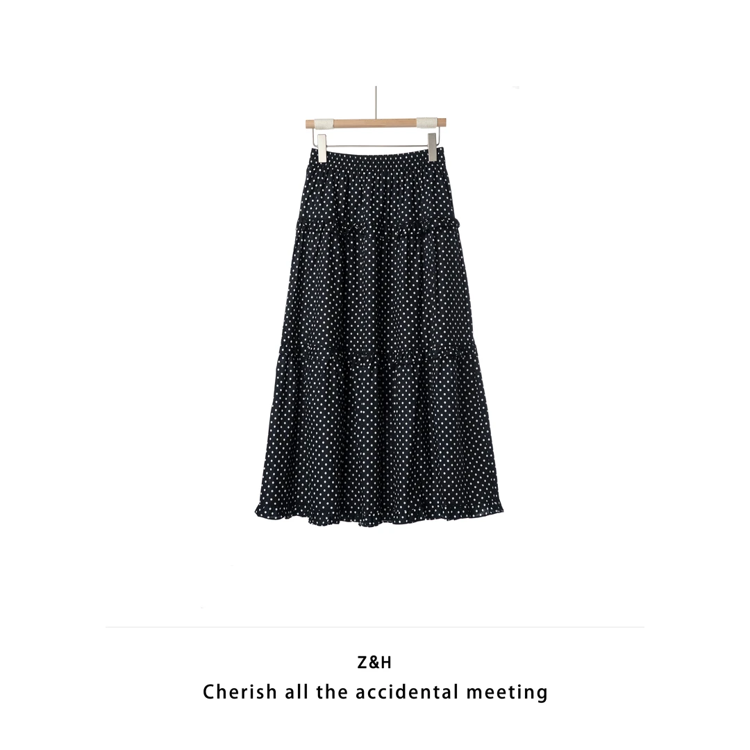 ZH【雪顶茉莉】韩版高腰波点半身裙女气质显瘦百搭蛋糕裙