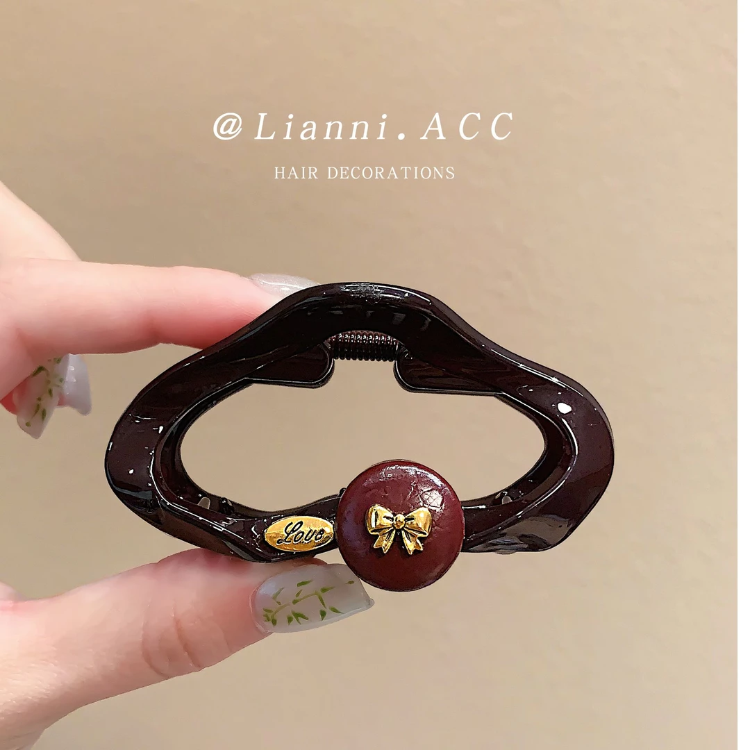 金标蝴蝶结小抓夹女半扎发发夹发量少后脑勺鲨鱼夹碎发刘海夹发饰