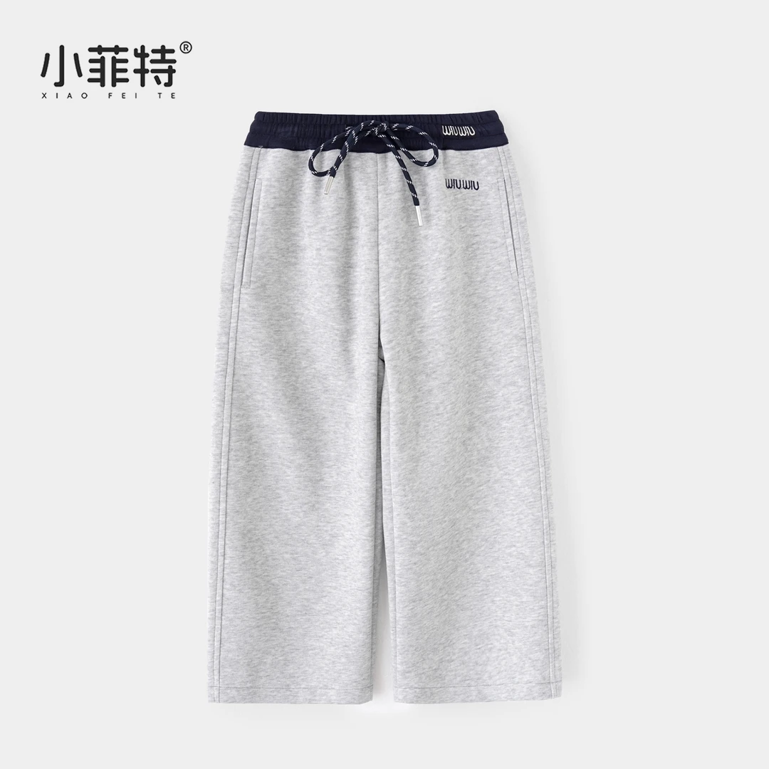 小菲特童装针织拼接休闲裤女童秋季新款儿童时尚直筒裤JMKQ52357