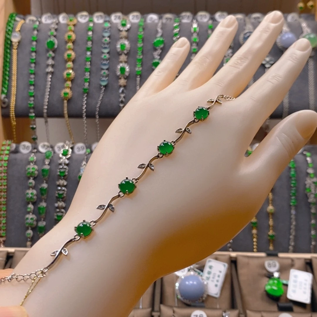颈饰银S925镶嵌翡翠翡翠手链