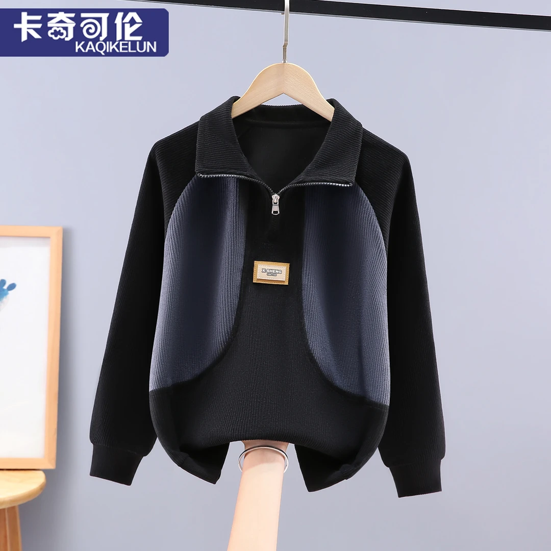 儿童卫衣男孩春秋款2025新款男童翻领上衣大童炸街童装POLO领衣服