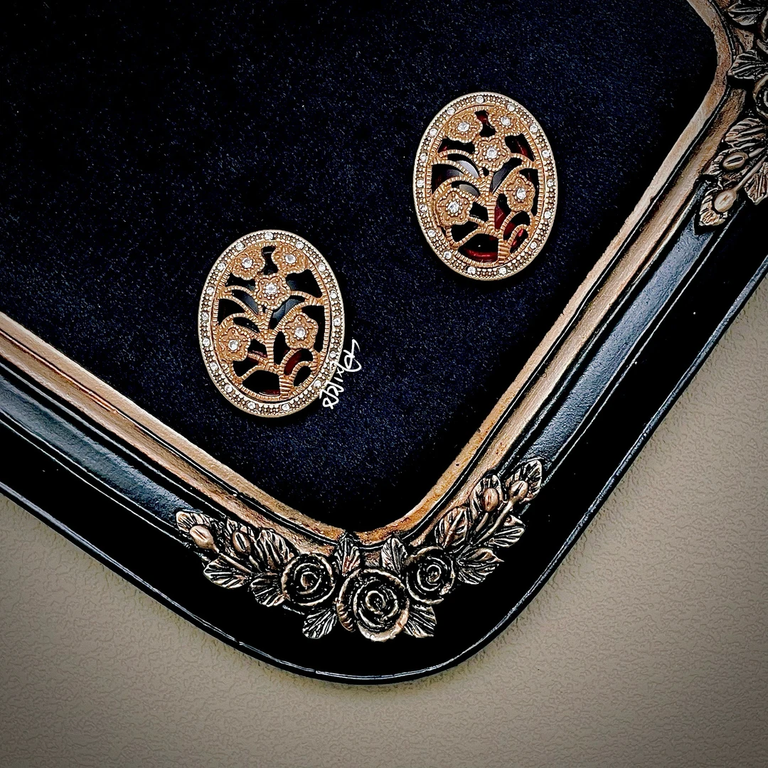 纯铜耳饰 羽风山-【蔷薇花窗】复古格调耳饰时尚百搭轻奢气质A035