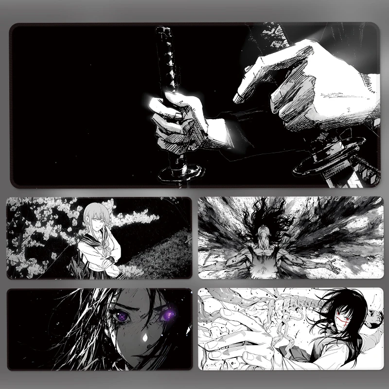 黑白动漫风格超大号电竞游戏鼠标垫男生专用电脑键盘桌垫