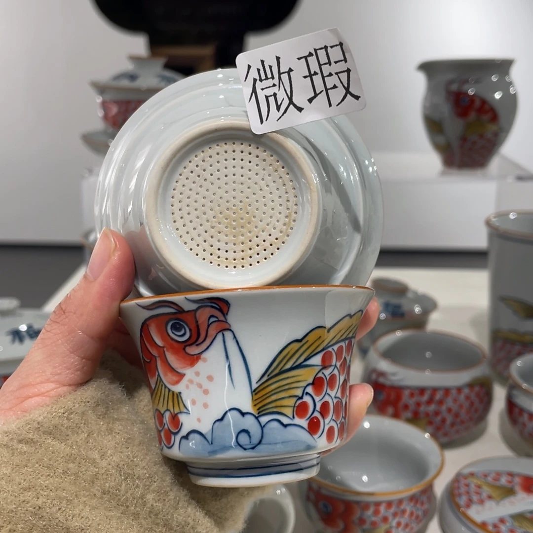 微瑕纯手绘釉下彩没礼盒