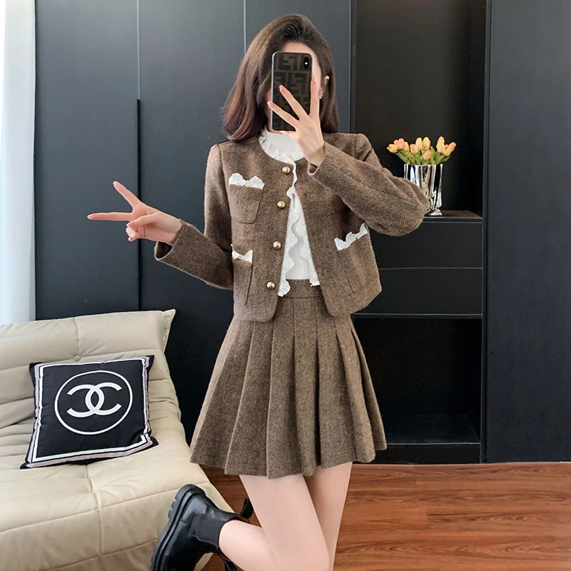 【2273人收藏】高端时尚香风套装裙女2025气质新款外套百褶裙百褶短