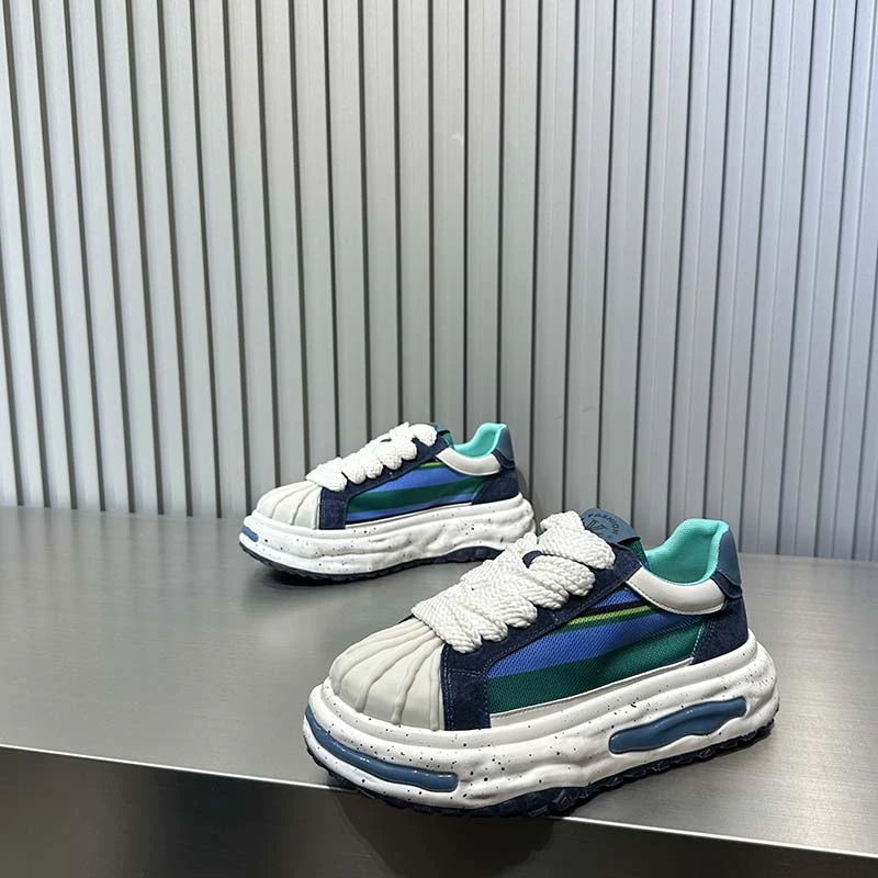 欧洲站男鞋2025夏季新款贝壳头老爹鞋网红潮流增高透气布面休闲鞋