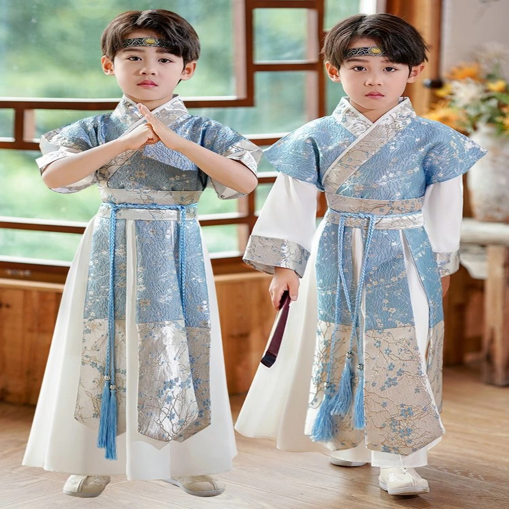 古装古风套装宝宝唐装帅气国学服装中国风夏季汉服演出服儿童春夏