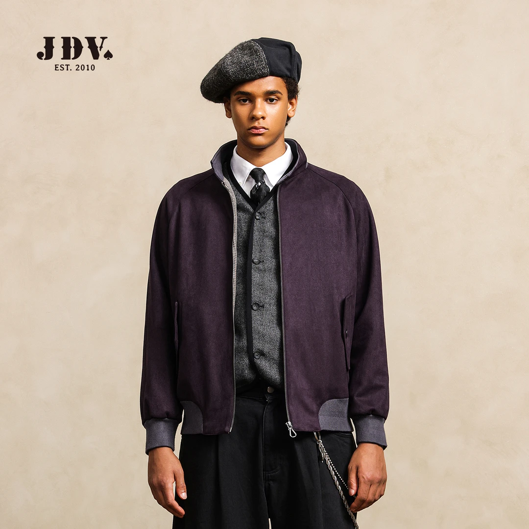 J.D.V2025秋季新款男士户外宽松型休闲翻领哈灵顿夹克WJK5397