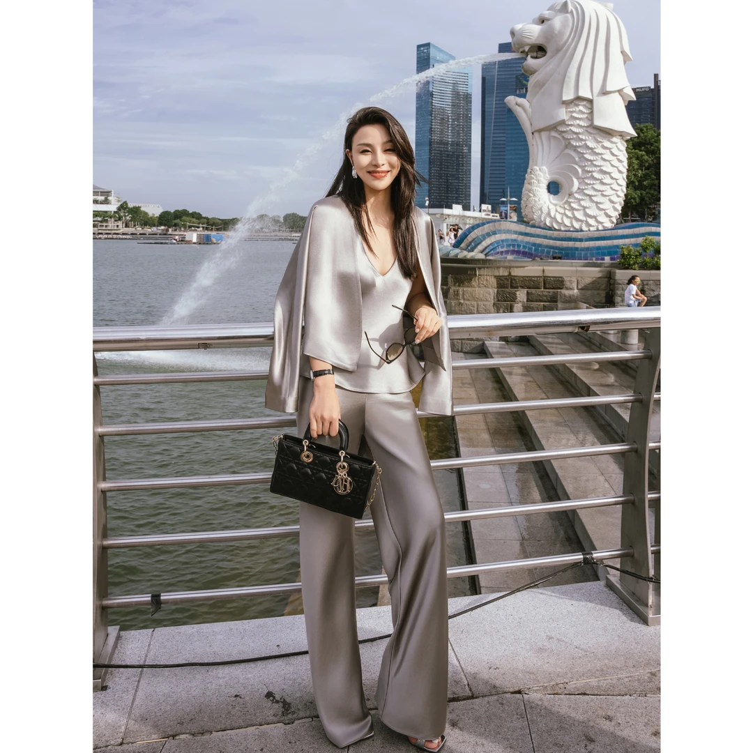 【余书】“科莫旧梦”系列醋酸无领开衫长袖西服外套Y303713