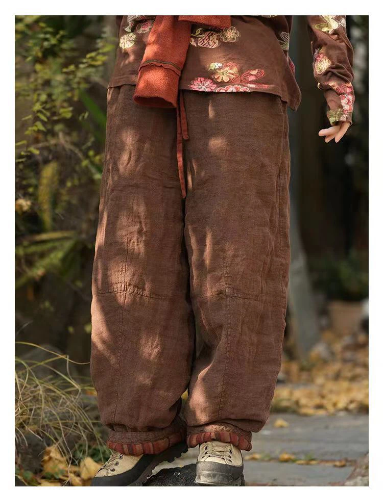 云雾里 原创设计3062复古文艺松弛感挺括舒适休闲大气亚麻棉裤