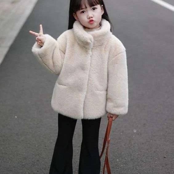 外套秋冬女童皮草儿童棉衣新款宝宝加厚毛毛保暖洋气大衣上衣